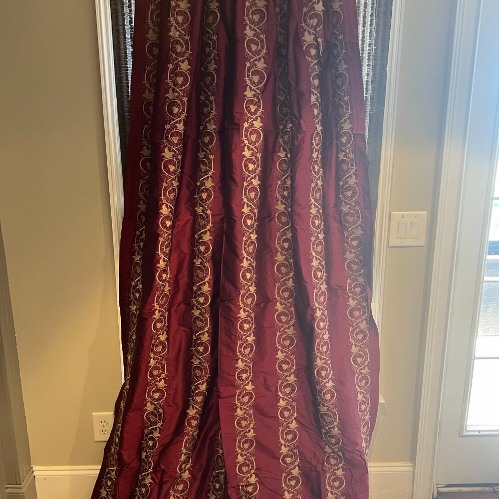 Custom Drapery - Curtain - New – 100% Silk with Embroidered Flowers